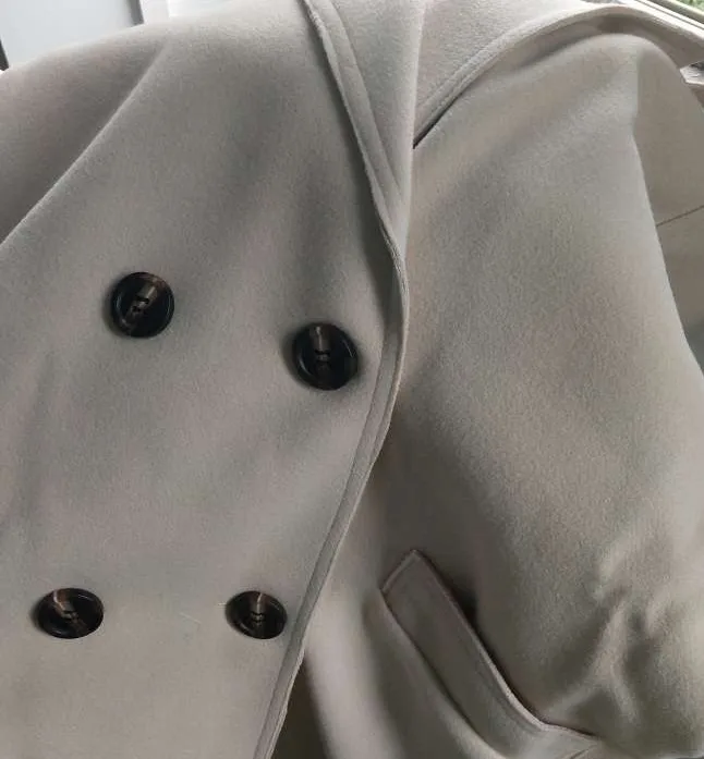 
Women Wide Lapel Belt Pocket Wool Blend Coat Oversize Long Trench Coat Outwear Wool Coat Women 