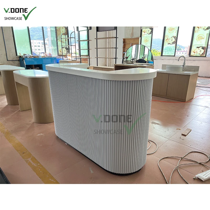 Best Selling Curved Luxury Front Desk White Modern Spa Reception Desk Counter For  Front Table reception Desk Beauty Salon