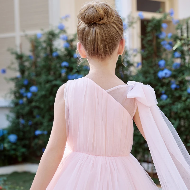 Girls 3D flower pink mesh dress kids summer baby girl party princess dress baby clothes baby girls kids clothing frock