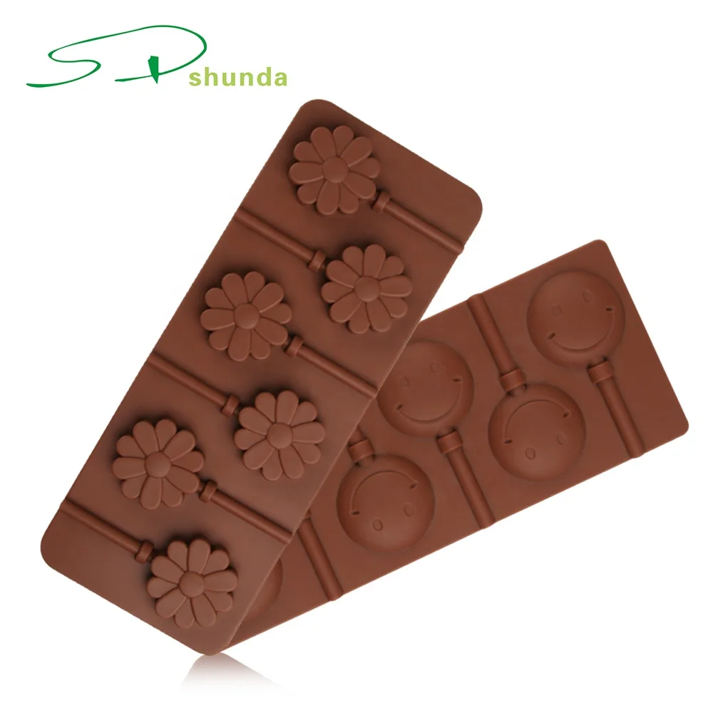 2024 Selling Well Products Round Mould Chocolate Molds Silicone Lollipop Candy Mold Tray With Shape of Smiley Small Flower