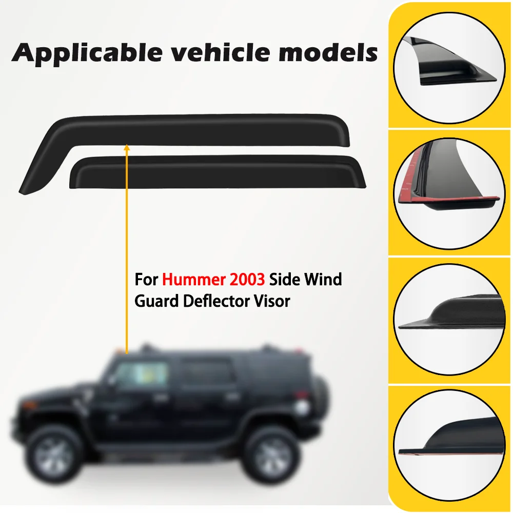 Auto Exterior Accessories Window Visors Translucent Black Sun Rain Guards Deflector Shields for Hummer H2 2003-2009