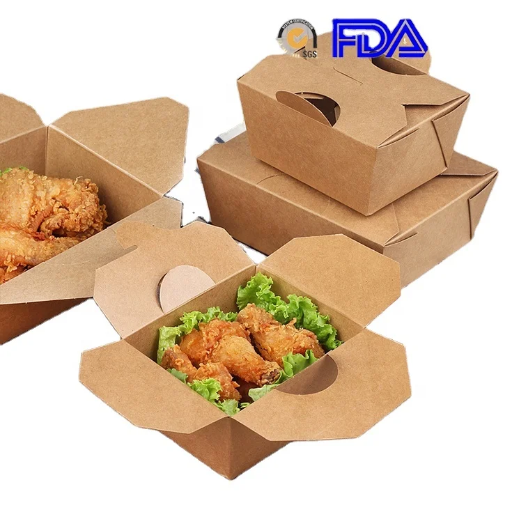 Hot sale custom made paper fast food chips fried chicken box packaging take out food container