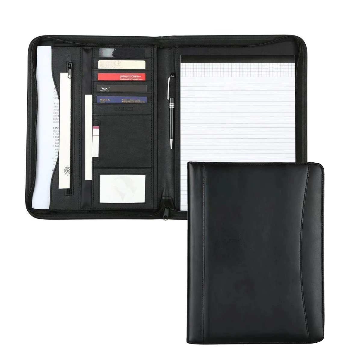 Customized Folders A4 Pu Leather Padfolio Folder With Clipboard Car Service Book Portfolio Folders