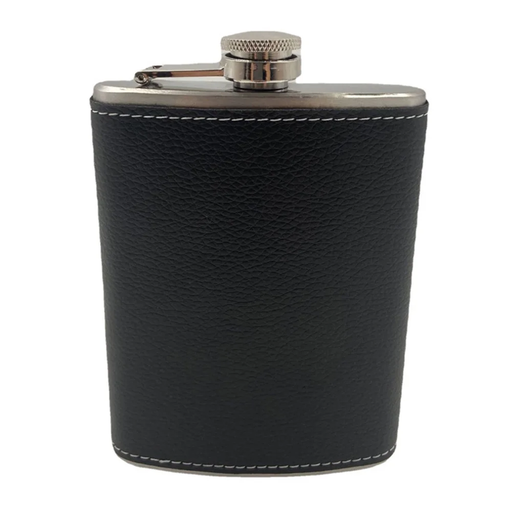 8oz leather wrapped High Quality Square wholesale cheap custom metal stainless steel alcohol whiskey bottle hip flasks