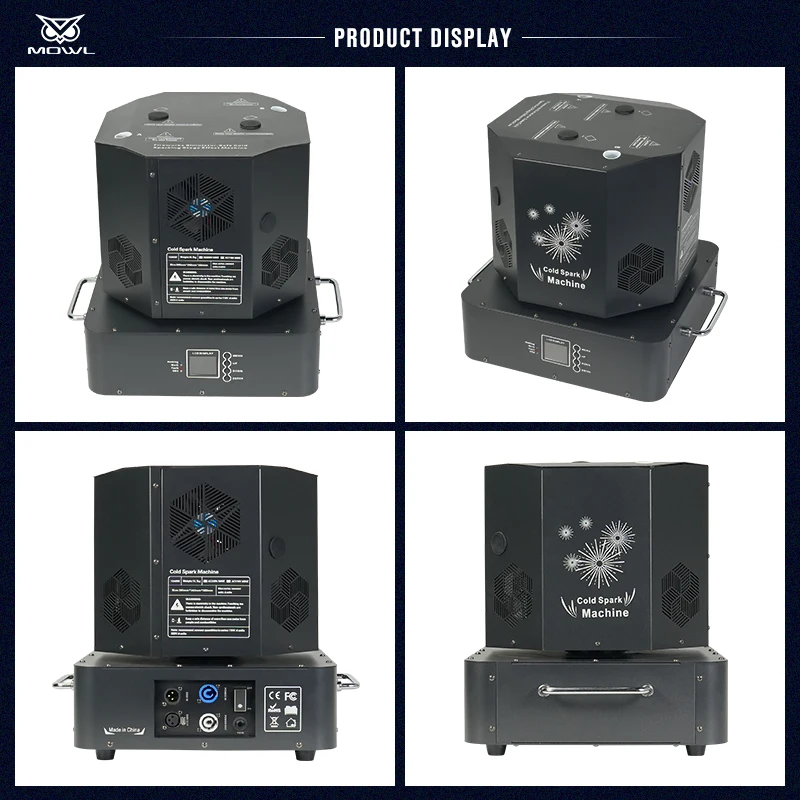 Double Head Spinning Rotating DMX Remote Fireworks Sparkler Cold Spark Machine Set 2 with Flight Case