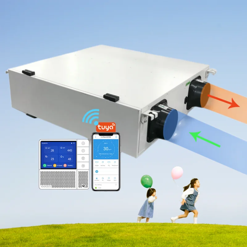 Tuya CO2 ERV energy recover ventilator  HRV heat recovery ventilation system air recuperator 350