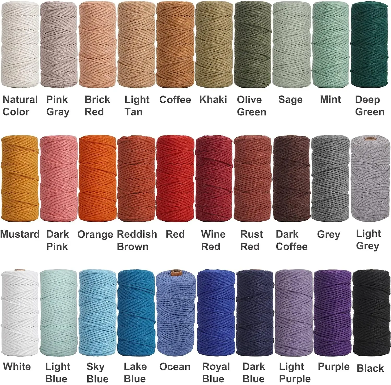 4mm Cotton Thread 4 Strands Twisted Natural Perfection Supplies DIY Crafts 45 Colors Available Markraft Cotton Threads