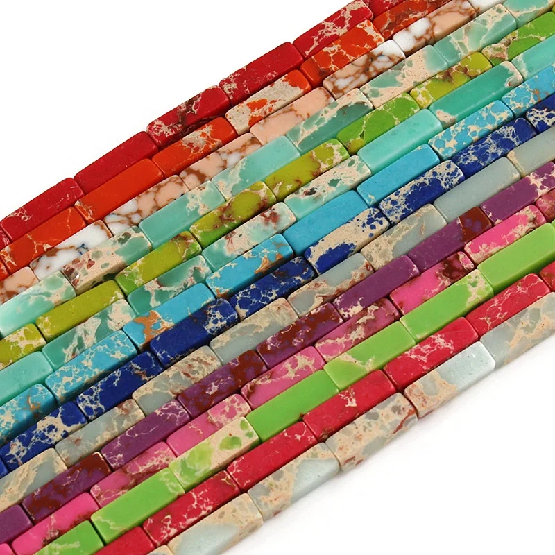 4*13mm Natural Emperor Stone Rectangle Shape Beads Natural sea sediment gemstone Geometry Spacer beads for jewelry makings