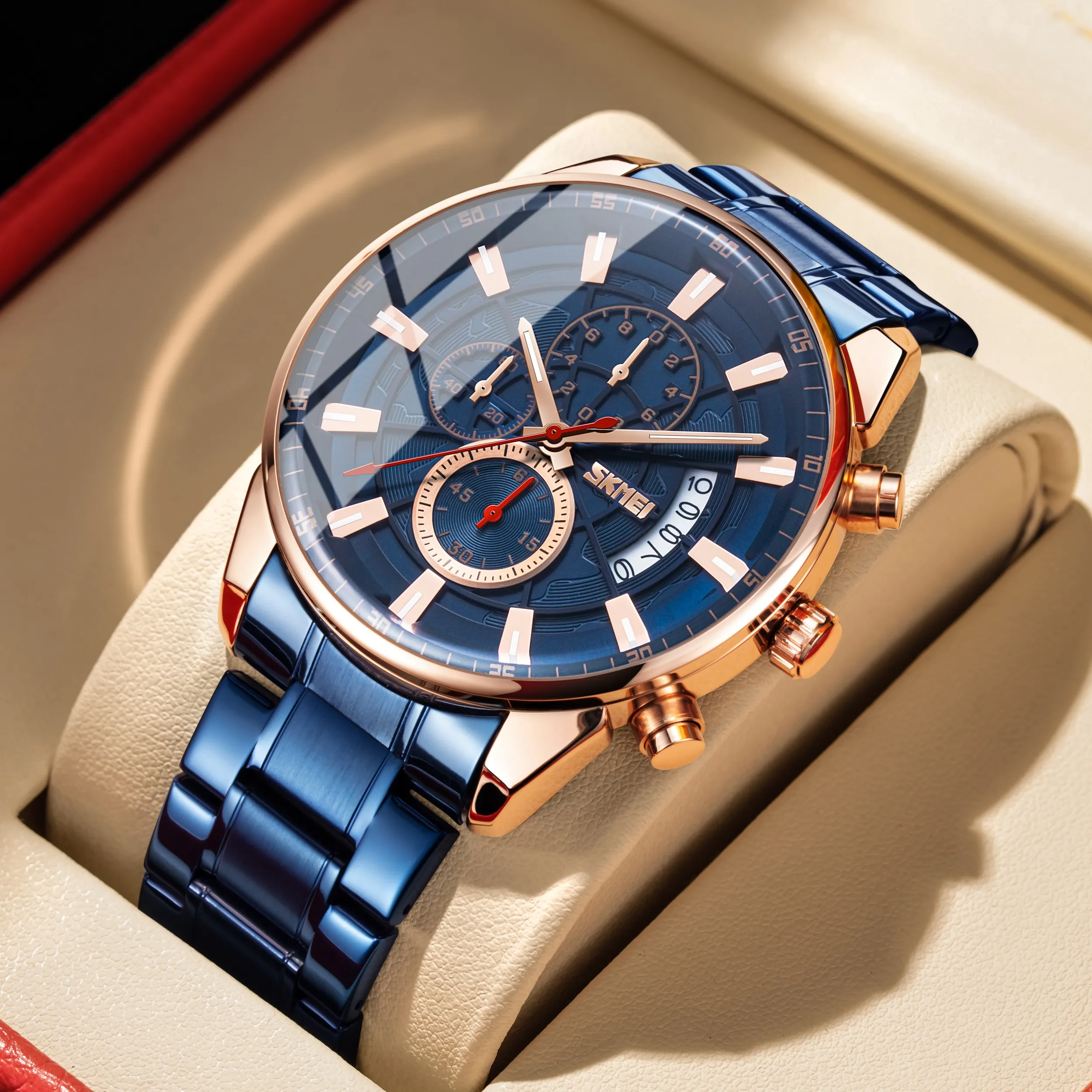 Часы Reloj Hombre 9285 мужские наручные кварцевые деловые Роскошные водонепроницаемые из нержавеющей стали