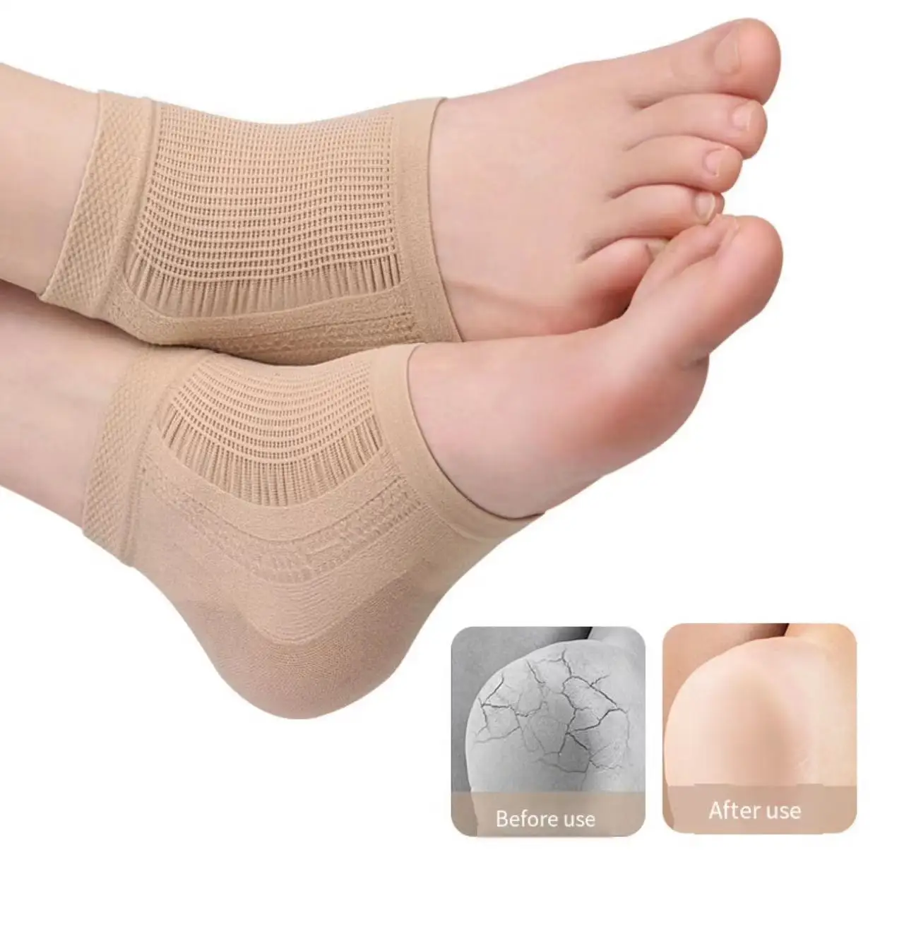 Compression Gel Achilles Tendon Heel Protector Open Toe Sleeve Socks for Bursitis Tendonitis Tenderness Plantar Fasciitis Braces