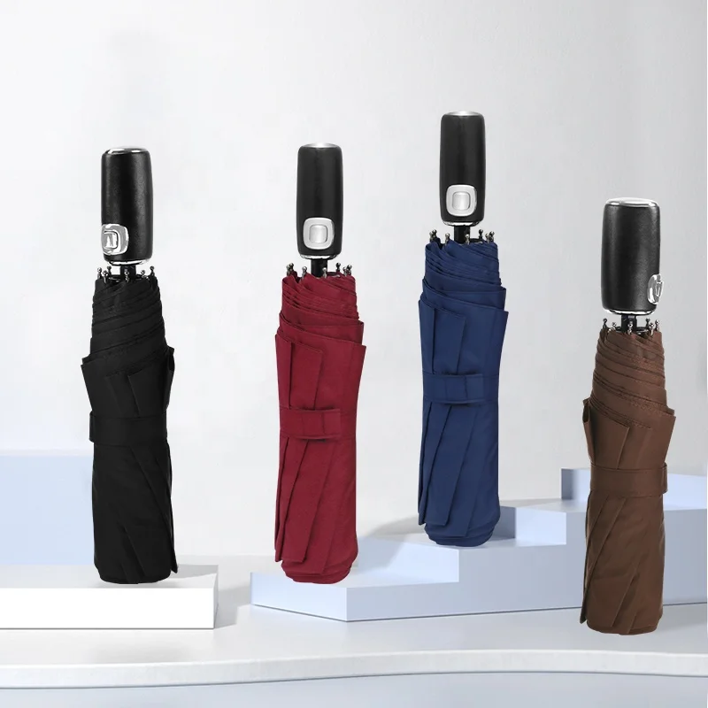 Hot Sale Waterproof Auto 3-folding Fully Automatic Triple 3 Folding Umbrella For Wind
