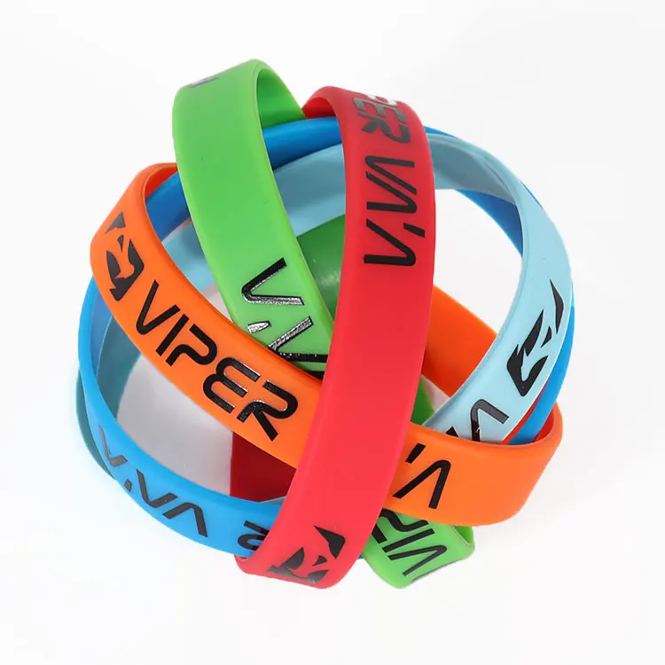 Personalized logo full color filled in silicone bracelet silicon wristband rubber wrist bands for men