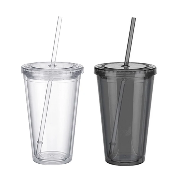 
wholesale water plastic tumbler with spout straw, clear glitter tumbler cup 