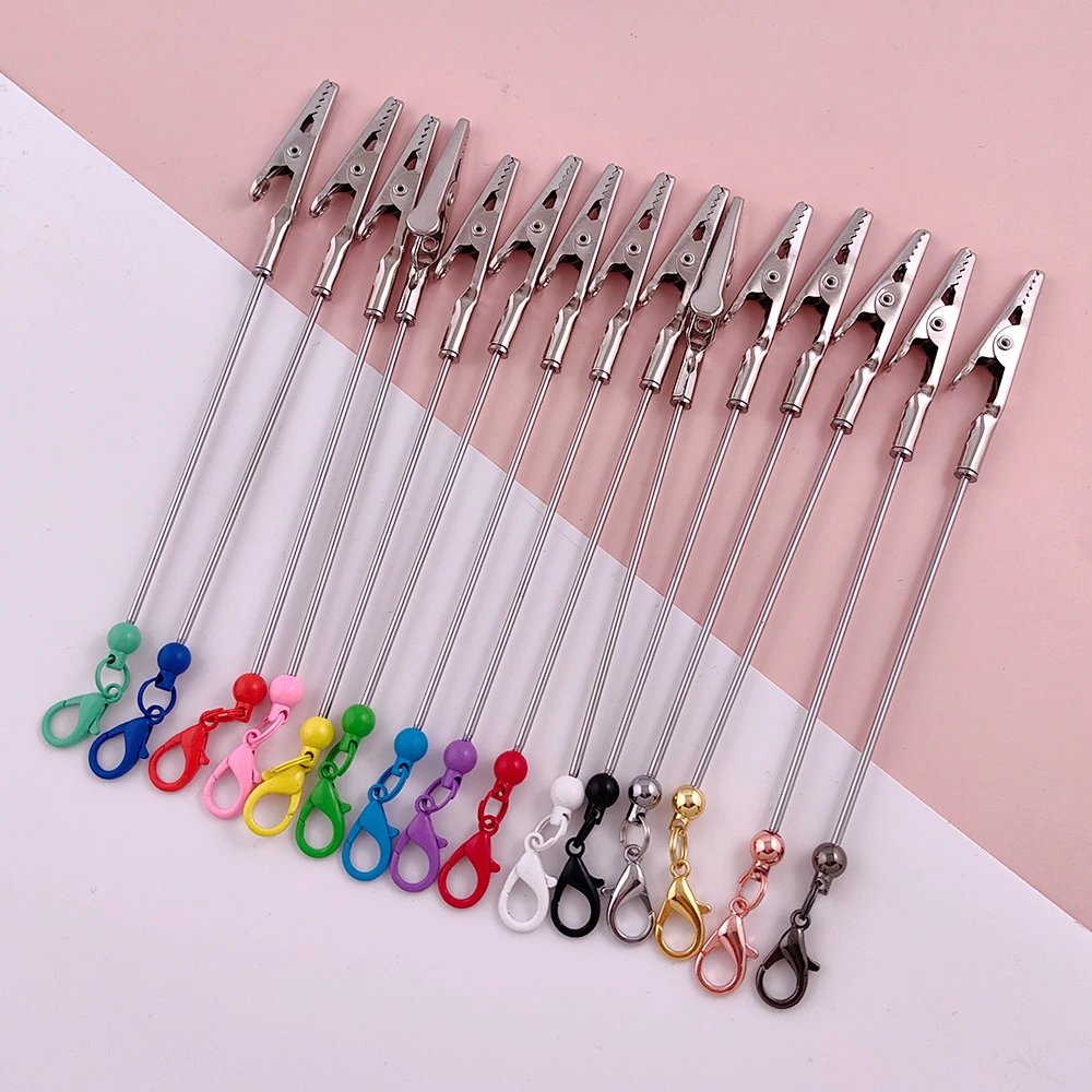 Metal Beadable Alligator Clips Holder Clamps Card Grabber Beadable Bar Alligator Crocodile Clip For Long Nails