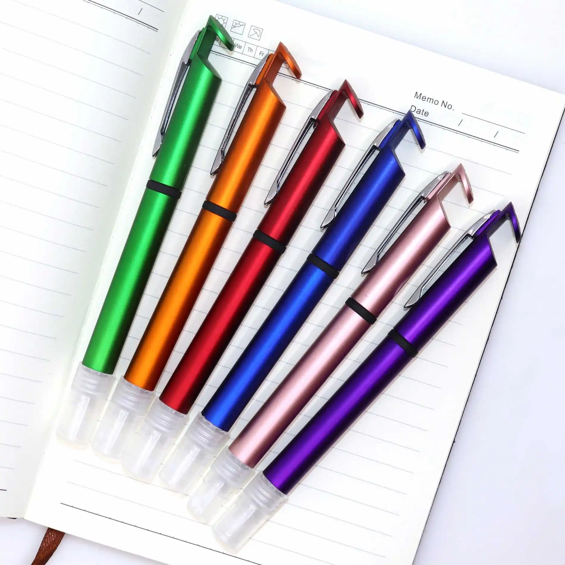 Шариковая ручка 3 в 1, многофункциональная пластиковая шариковая ручка с распылителем и держателем для телефона, новый дизайн 2021