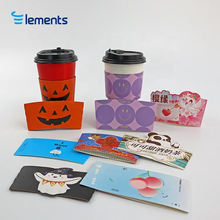 Wholesale Kraft Paper Sleeve Custom Coffee Cup Sleeve Eco Friendly Brown Custom Cup Sleeve With Handle