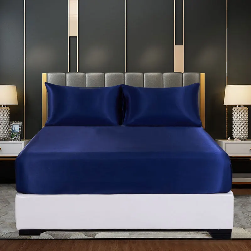 Wholesale Custom Cooling Bed Sheet Set 4 Pieces Queen Size Bed Sheet Set Deep Pockets Satin Silk Bed Sheets