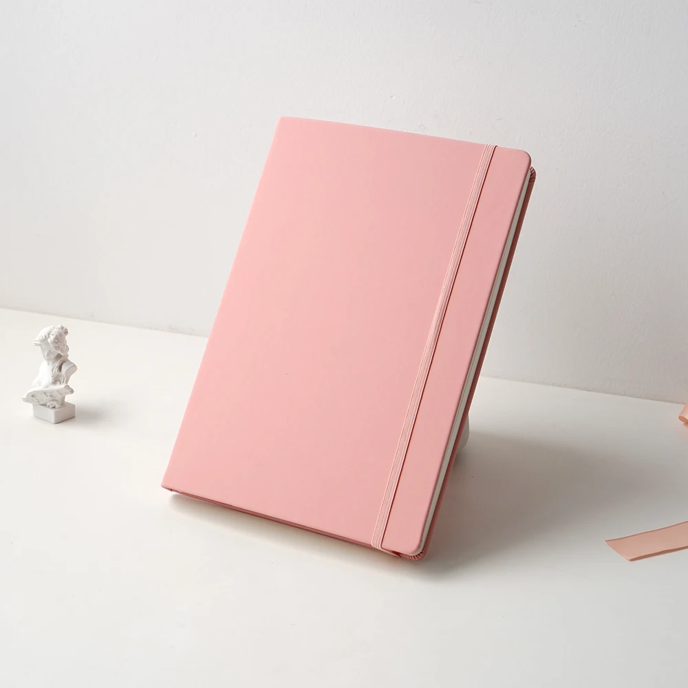 Custom Printing Hardcover Factory Price Pink Pu Leather Elastic Band Sketchbook Diary Watercolor Notebooks