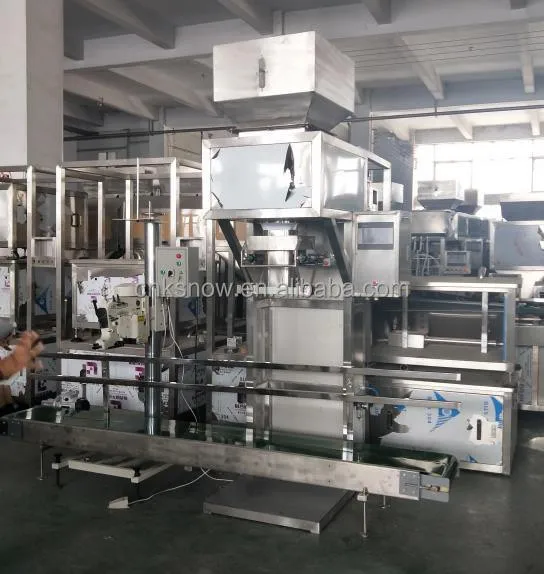 The manufacturer supplies a semi-automatic induction weighing 25Kg rice filling and packaging machine with a grain elevator
