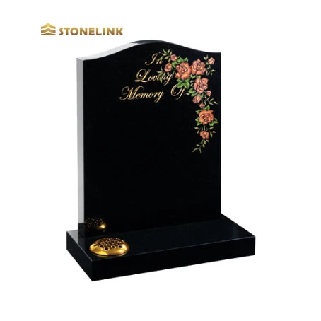 Stonelink Custom Beautiful Design Monuments Absolute Black Granite Tombstone Headstone For Grave
