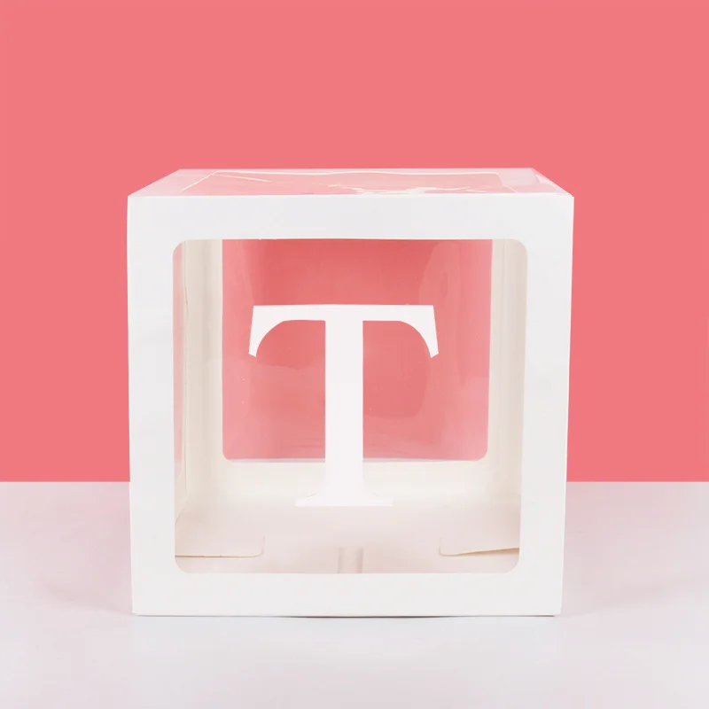 30 CM Girl and Boy Box Transparent Balloon Boxes Block for First Baby Shower Wedding  Party Decorations