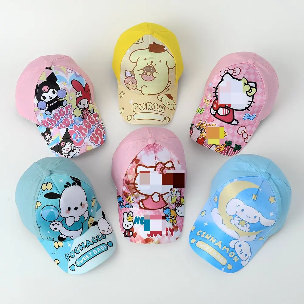 Sanrioed Kawaii Baseball Cap Cinnamoroll Kuromi Cute Cartoon Printed Peaked Cap Children Ins Casual All-match Sun Hat