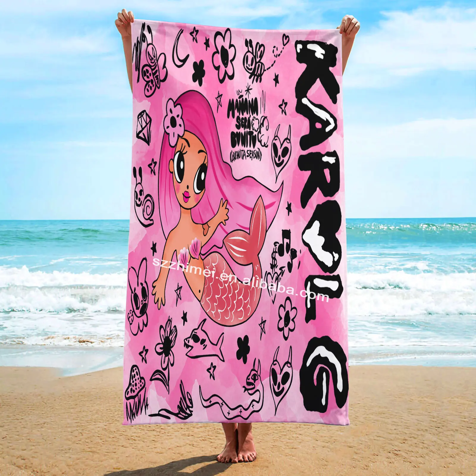 Hot Selling bad bunny manana sera bonito karo g bichota season Soft Microfiber Comfortable Printed Customize Beach Towel