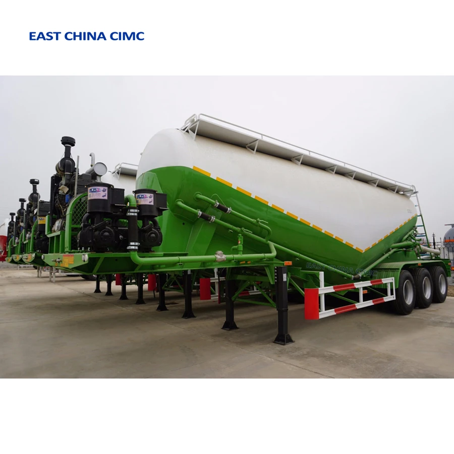 Tri Axles 30Tons 40cbm V Type Dry Bulker Cement Silo Tank Trailer With Air Compressor