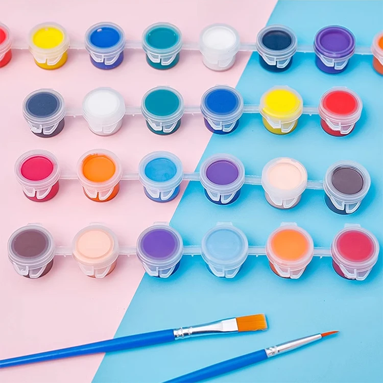 Factory Best sale good quality 8 12 16 24 Colors for Kids Students Painting  Acrylic Paint Pot Stripe 3ml