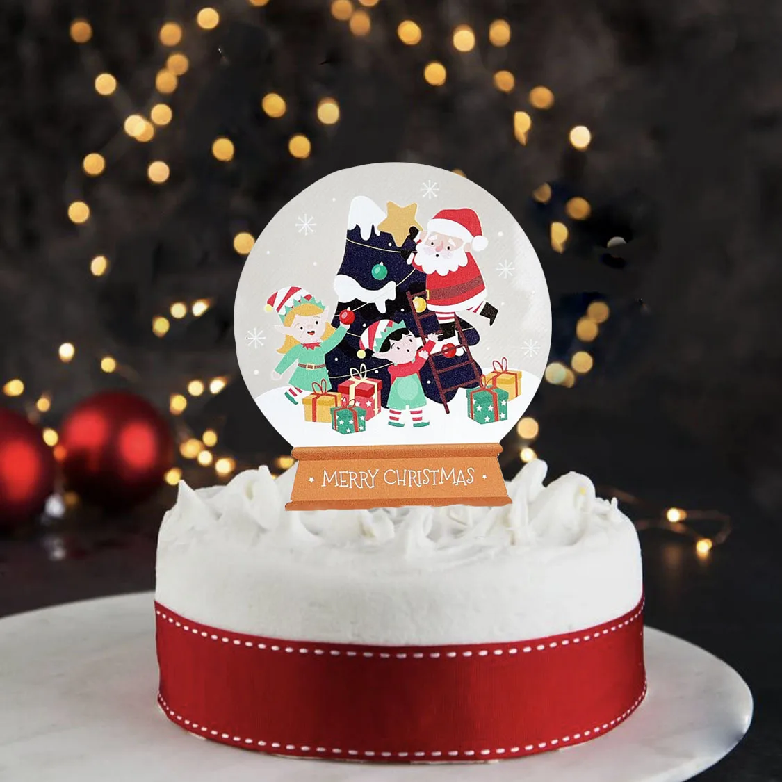 The New Listing Color Printing Cartoon Santa Claus Merry Christmas Acrylic  Cake Topper