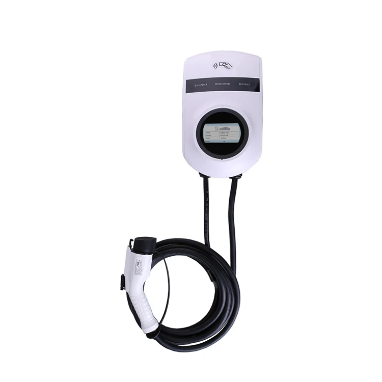
Настенное зарядное устройство высокой мощности 32A AC EV, Настенная коробка с ЖК-экраном, зарядная станция AC EV 