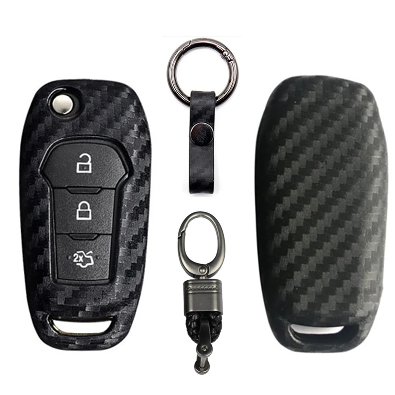 Carbon Fiber Key Cover Car For Ford Explorer Ranger KA Fiesta Mondeo Focus Everest Edge Kuga Escort Edge Drop Shipping 2022