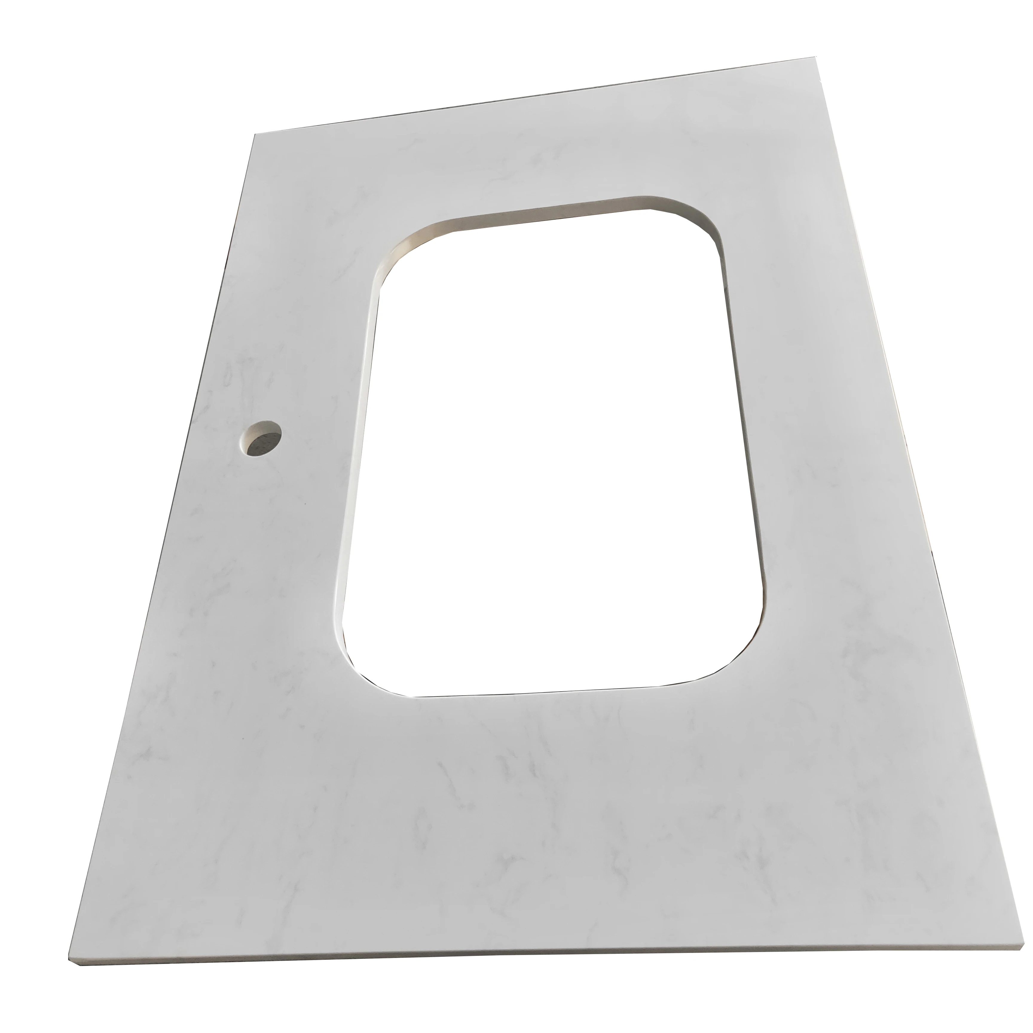 Ready to ship for white artificial marble bathroom vanity top