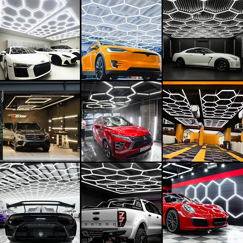 Honeycomb Light 110v Station 830w Film Waterproof Car Wash Beauty led Detailing Working Light For Car Garage Light
