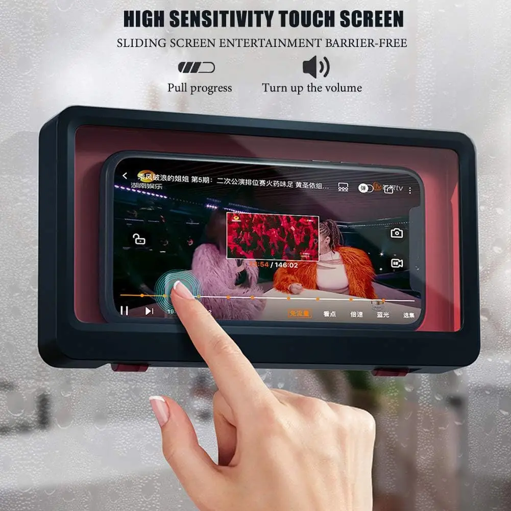Shower Phone Holder Waterproof Wall Mount Case for Bathroom Mobile Phone Case with Transparent Touch Screen