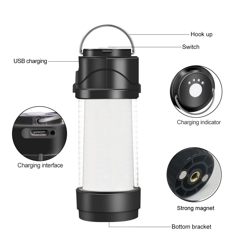 Новый водонепроницаемый IPX6 портативный кемпинговый свет мини-USB зарядка Супер долго выносливость светодиодный рабочий фонарик