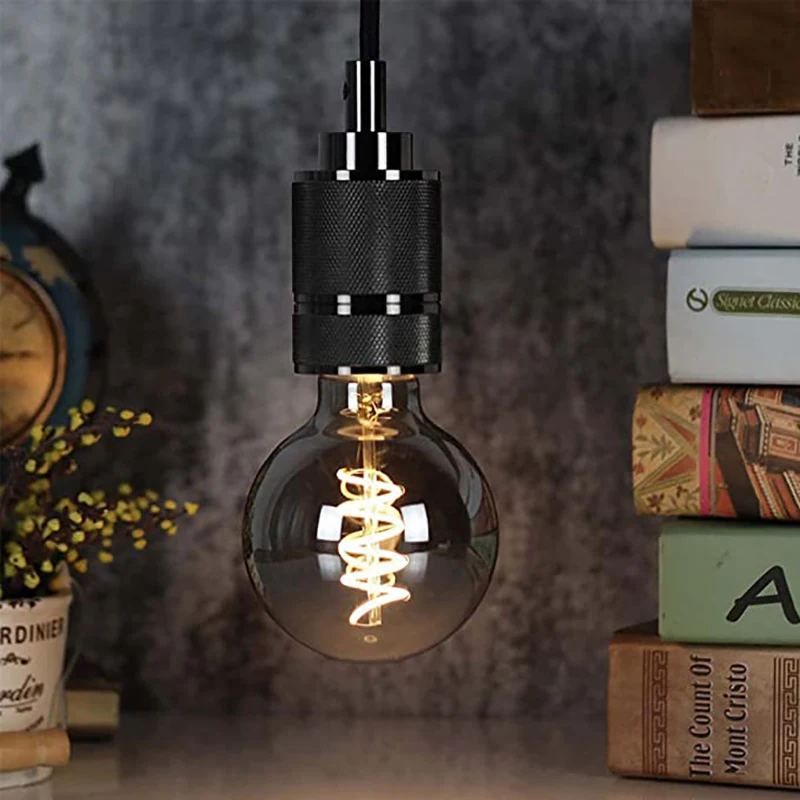 Retro Edison Bulb E27 LED Filament Smoke Gray No Strobe 2700K Warm White A60 G95 ST64 Vintage Lamp Decorative Lighting