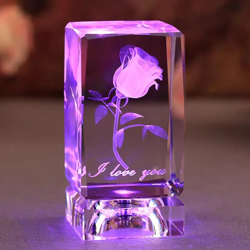 Honor Of Crystal Blank K9 Crystal Rose Laser Cube Crystal Wedding Gifts For Guests
