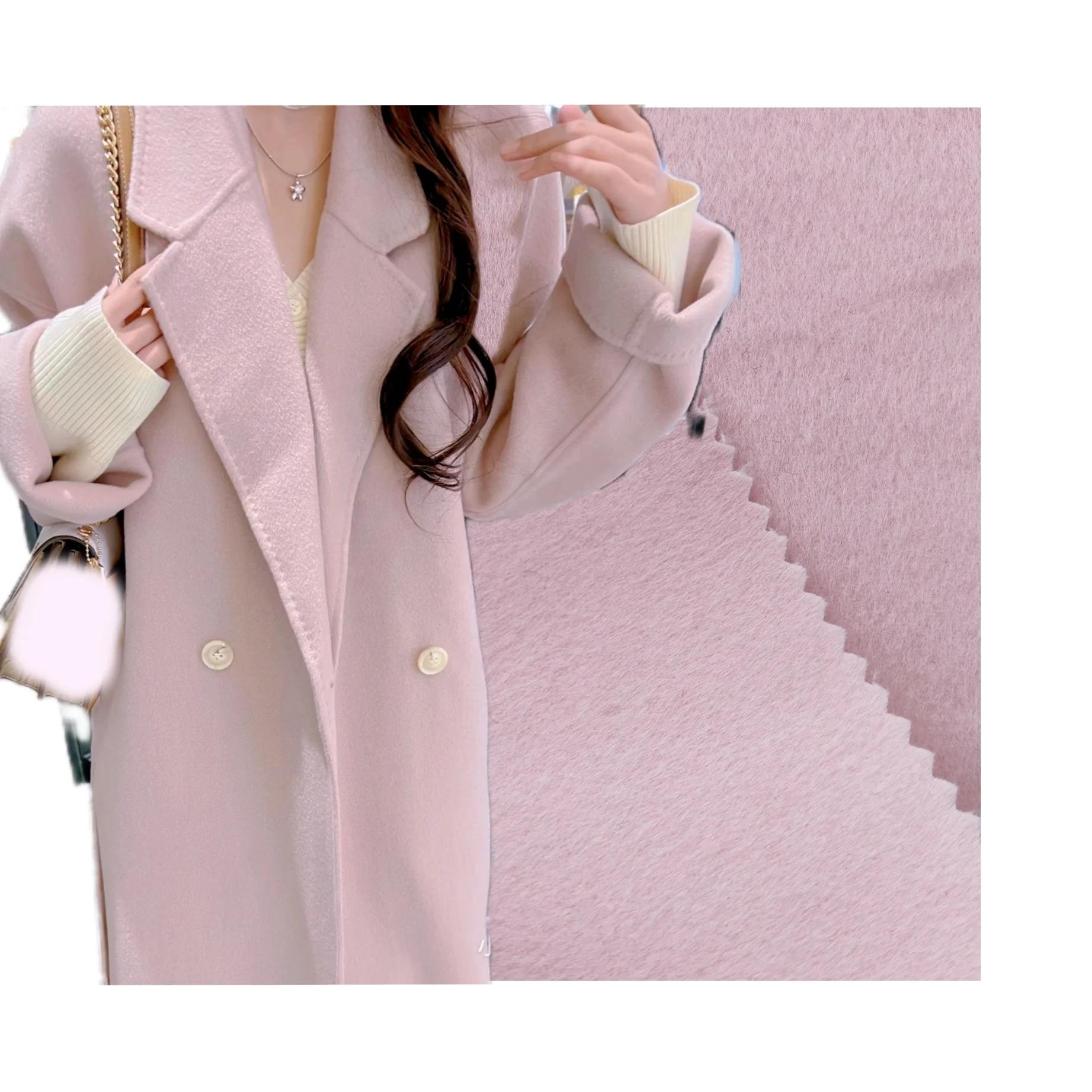 100%Wool Suit Fabric 2023Autumn New Style High Quality High Count 100 Yarn Count Tweed Double Faced Melton Fabric