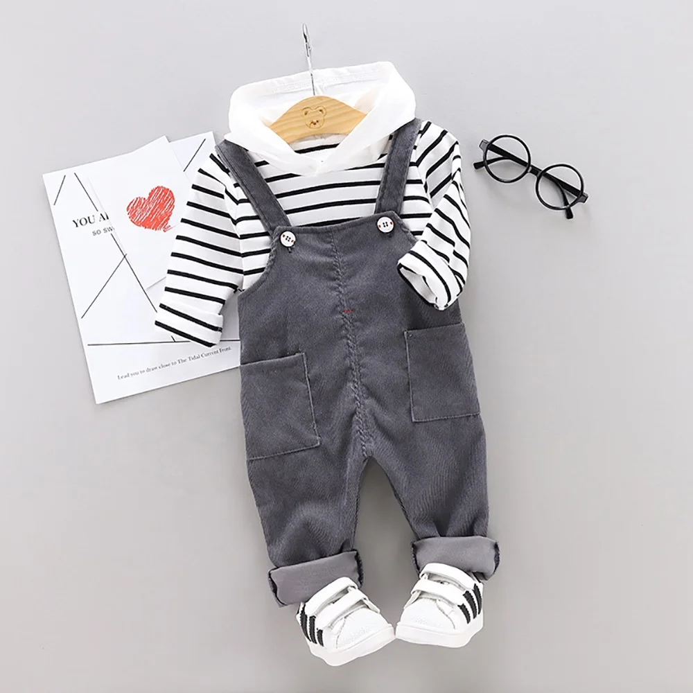 
B22064A Korea fashion children outfit 2021 autumn new 2 piece pants set kids clothing 