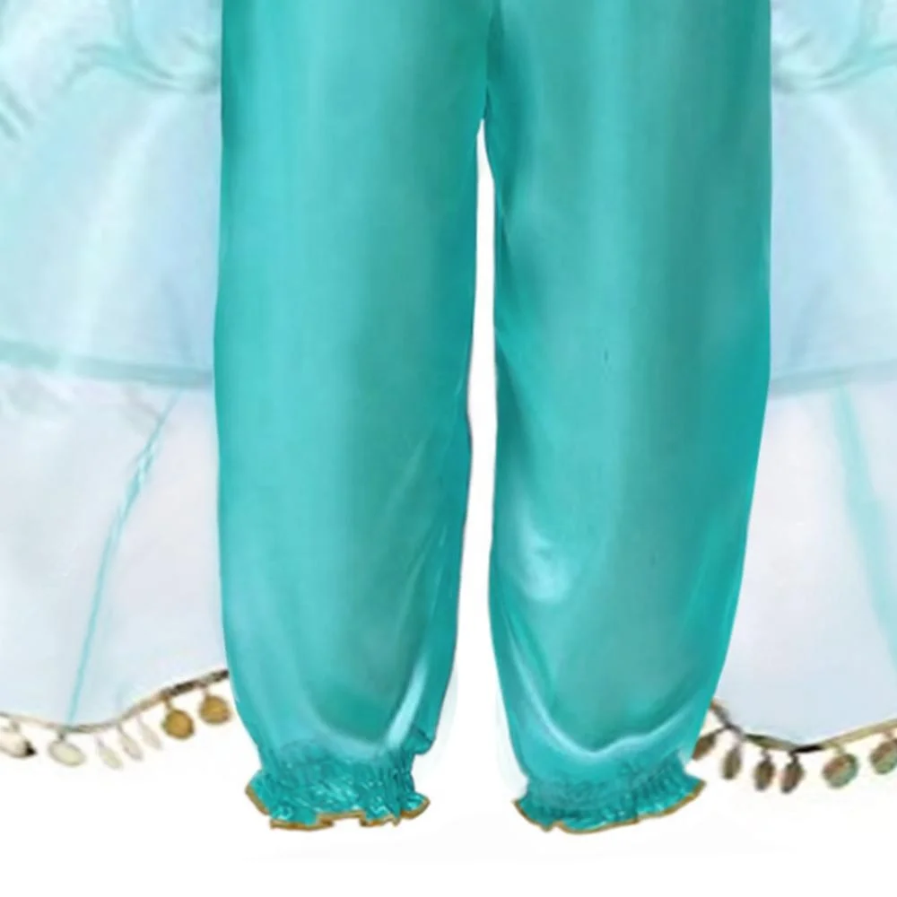 Halloween Aladdin Cartoon Princess Jasmine Kids Cosplay Costume Top Pants 2 Piece Suit With Cloak