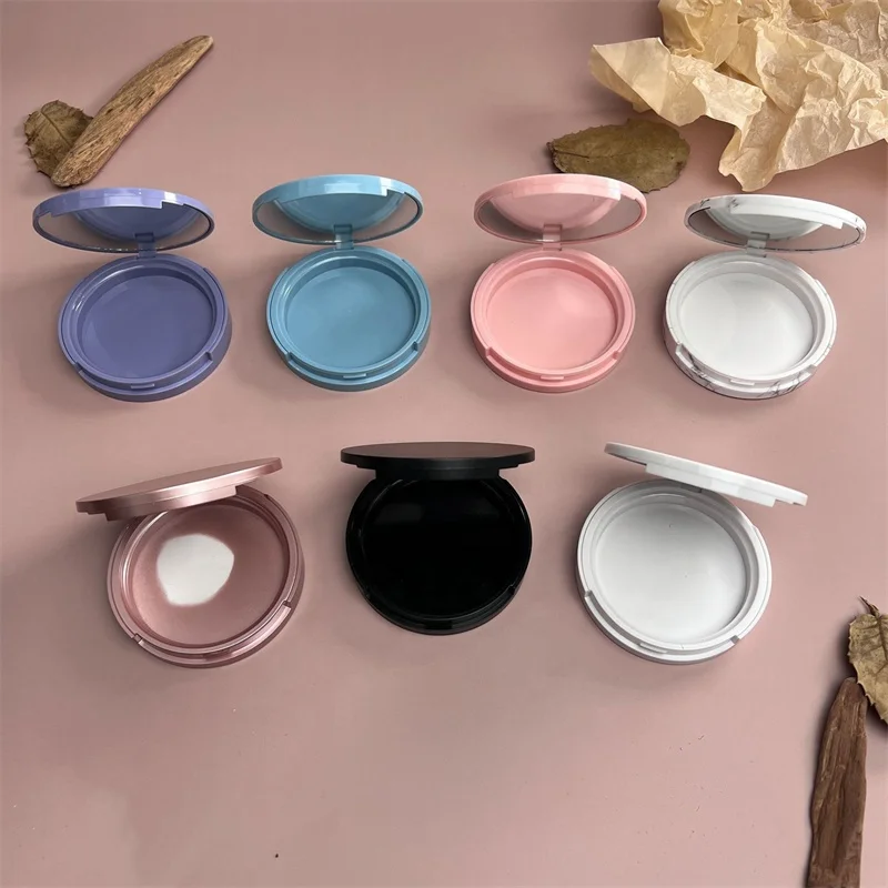 Spot good black white pink blue plastic empty double layer compact powder cosmetic case single layer setting powder container