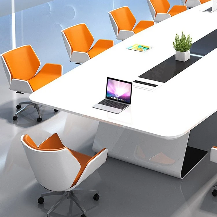 Новейший дизайн высокий глянцевый длинный стол для конференций современная офисная мебель