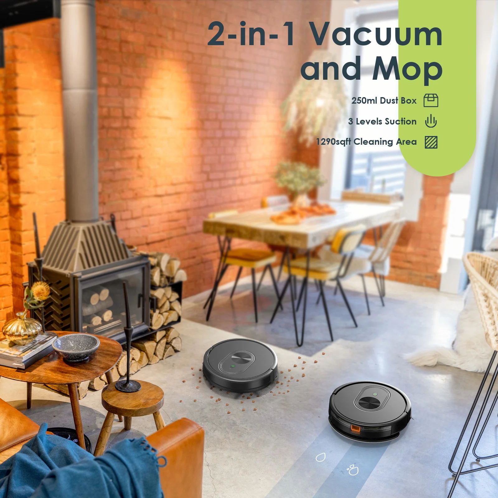 Aspiradora Robot Vacuum and Mop Combo 3 in 1 Mopping Robotic Vacuum with Schedule App/Bluetooth/Remote Robot Vacuum Cleaner