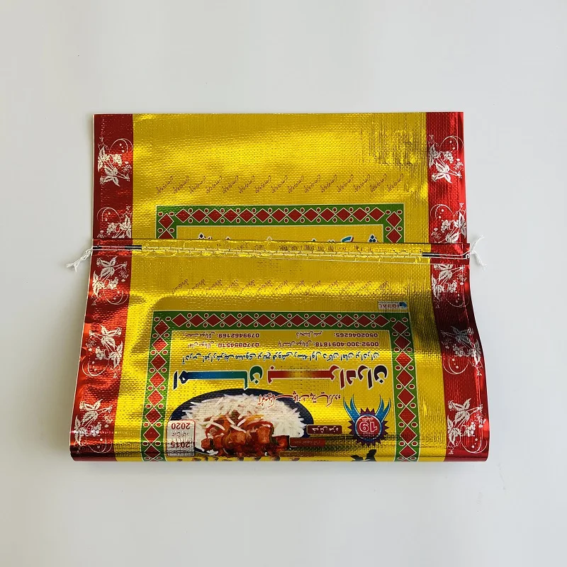 China Manufacturer Silver rice bag 25kg 50kg plastic rice bag with handle