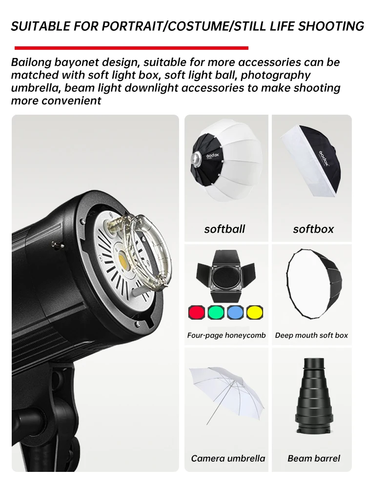 Godox SK300 IIV 300Ws Flash Studio Strobe 2.4G Wireless X System GN65 5600K