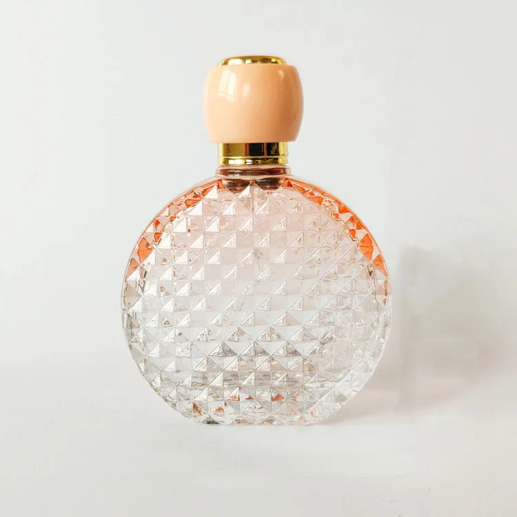 guangzhou high quality free sample glass flat round gradient bottle with pump for supplier malaysia