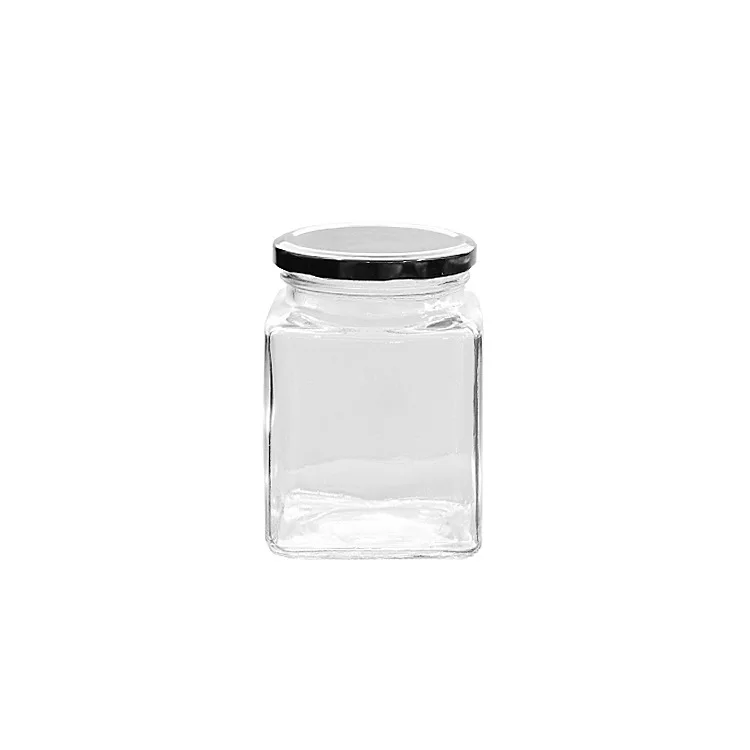 
Factory square glass honey jars 50ml ,80ml ,100ml ,200ml ,280ml ,380ml ,500ml ,730ml glass jam jars for chilli with meal lid 