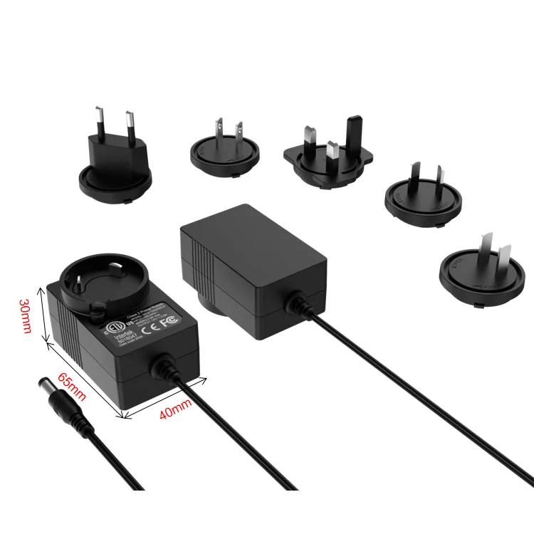 24W interchangeable adapter 24v 1a  power adapter 12v 2a  power supply for camera