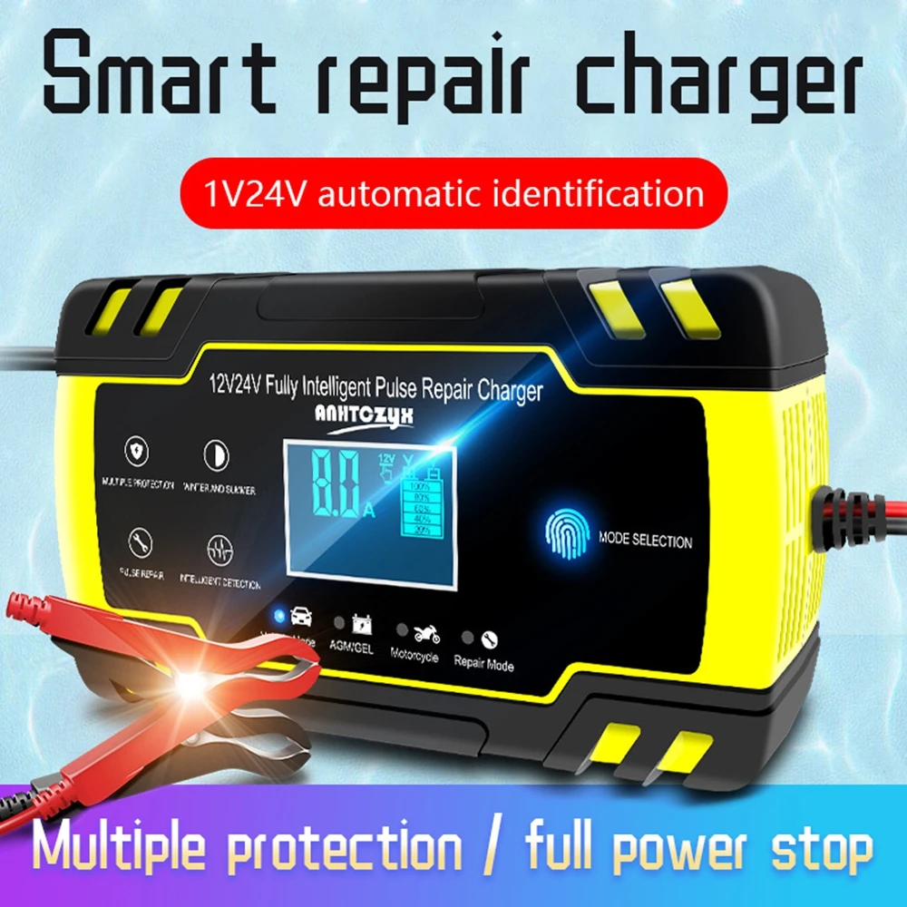 Car Battery Charger 12V 10A Battery Charger Car 12/24V 8A Touch Screen Pulse Repair Lcd Standard For